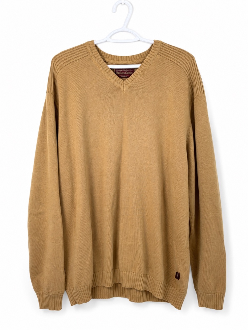 Marlboro Men’s V-Neck Sweater in Camel